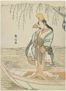 Kvinde i en Asazuma-båd i skikkelse af Shirabyo_shi, ca. 1767 af Suzuki Harunobu