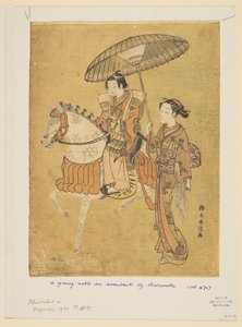Ung Adelsmand til Hest af Suzuki Harunobu