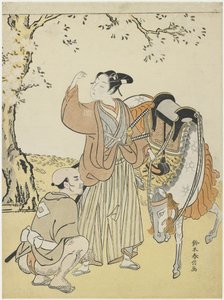 Ung samurai, der ser kirsebærblomster som en efterligning af prins Kaoru, ca. 1767 af Suzuki Harunobu