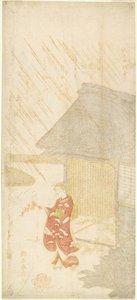 Ung kvinde holder en Kerria-gren af Suzuki Harunobu