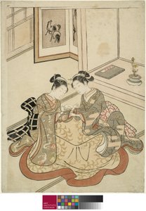 Unge kvinder, der leger kattens vugge, ca. 1767-68 af Suzuki Harunobu