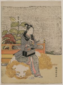 Ungdom, der repræsenterer Monju, visdommens gud på en løve, ca. 1767. af Suzuki Harunobu