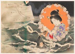 Frontispice Illustration (kuchi-e) til bind 1 af romanen Asahizakura af Murai Gensai