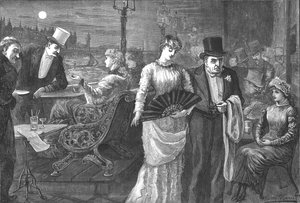 En skærsommernat på terrassen i Underhuset, Palace of Westminster, 1881 af Swain