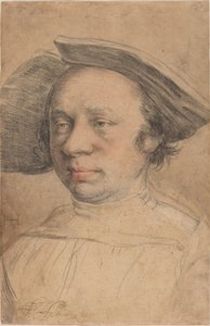 Portræt af en mand i bredskygget hat af Swiss 16th Century after Hans Holbein the Younger