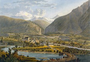 Brig ved Rhone, Berner Alperne, Schweiz, 1819. af Swiss School
