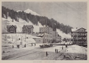 Davos im Schnee, Davos i sneen (litho) af Swiss School