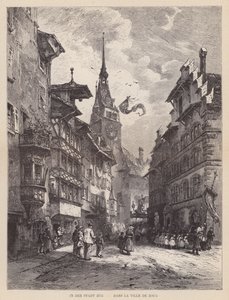 I byen Zug, Dans la Ville de Zoug (gravering) af Swiss School