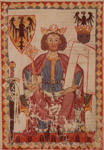FRK. Pal. kim. 848 Kong Henrik, illustration fra Manesse Codex, en samling høviske kærlighedssange, sandsynligvis fra Zürich, ca. 1300-20 af Swiss School