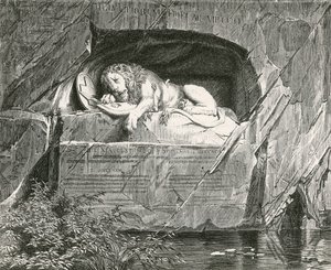 Monument i Luzern til de schweiziske garder, der faldt, mens de forsvarede den franske kongefamilie, 10. august 1792 af Swiss School