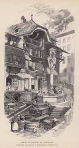 Fest i Freiburg im Uechtland, Une Rue Ancienne i Fribourg, Uechtland (gravering) af Swiss School
