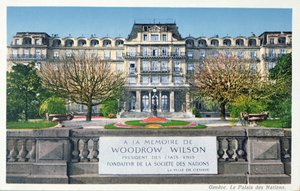 Postkort fra Palais des Nations i Genève, postkort ca. 1924 af Swiss School