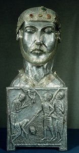 Relikviehoved af St. Candidus, ca. 1165 (guld og sølv)