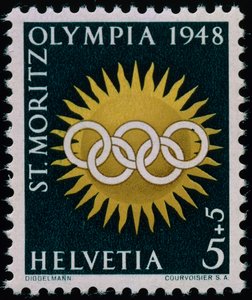 Frimærke til minde om vinter-OL i 1948