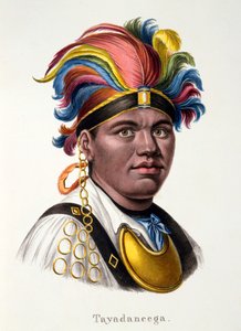 Tayadaneega: Høvding for en af Stillehavsøerne, fra etnologisk undersøgelse af forskellige racetyper fra forskellige kontinenter, af C.I. Brodtmann, 1824 af Swiss School
