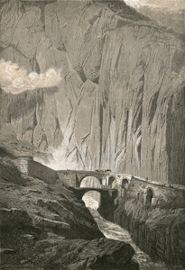 Djævlebroen.-St. Gothard Road, Schollenen Gorge af Swiss School