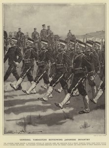 General Yamaguchi gennemgår japansk infanteri af Sydney Adamson