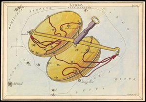 Libra, ca. 1825 (kort, papir, væv) af Sydney Hall