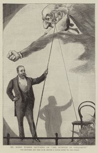 Harry Furniss holder foredrag om The Humors of Parliament af Sydney Prior Hall