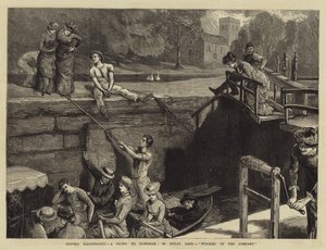 Oxford Illustrated, en picnic til Nuneham, i Iffley Lock, afvikling af virksomheden af Sydney Prior Hall