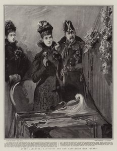 Dronning Alexandra lancerer det nye slagskib H M S Queen