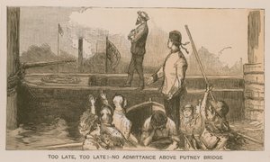 Erindringer om et Oxford og Cambridge Boat Race: For sent, for sent! Ingen adgang over Putney Bridge af Sydney Prior Hall
