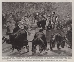 Taledag i Harrow, hvor Frøerne fra Aristophanes opføres foran de kongelige besøgende af Sydney Prior Hall