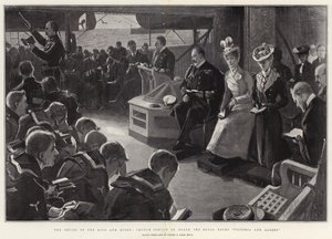 Kongen og Dronningens krydstogt, gudstjeneste ombord på Royal Yacht Victoria og Albert af Sydney Prior Hall