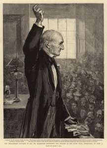 The Mid-Lothian Campaign of 1892, Mr Gladstone talte til mødet i Music Hall, Edinburgh, den 30. juni af Sydney Prior Hall
