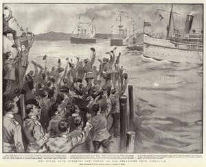 Den kongelige tur, der hepper opiren på hendes afgang fra Gibraltar af Sydney Prior Hall