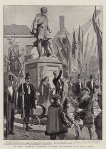 Vandyck-festlighederne i Antwerpen i anledning af Vandycks trehundredeårsdag, udsmykning af mesterens statue af Sydney Prior Hall