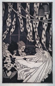 Erotik: Giacomo Casanova (1725-1798) hæver arkene for at betragte sin nøgne elskerinde, tidligt i det 20. århundrede (radering)