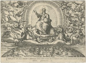 God rust op de zevende dag Figurer og billeder af bøger (serietitel) af Symon Novelanus (attributed to)