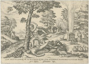 Kain og Abel Figurer og billeder af bøger (serietitel) af Symon Novelanus (attributed to)