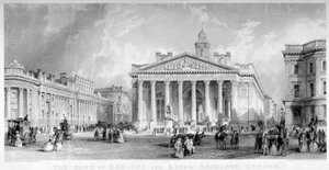 Royal Exchange, City of London, c1850. af TA Prior