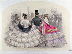 Damer iført crinolines på Royal Italian Opera, Covent Garden, 1859 (farvegravering) af T. H. Guerin