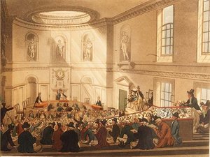 India House, Sale Room, pub. af Ackermann af T. and Pugin A.C. Rowlandson