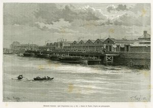 Guinness Bryggeri, eksportdok. Gravering af Taylor, for at illustrere historien Trois mois en Irlande, i 1889, af Marie Anne de Bovet, i le tour du monde 1890, instrueret af Edouard Charton (1807-1890), Hachette, Paris. af T Taylor
