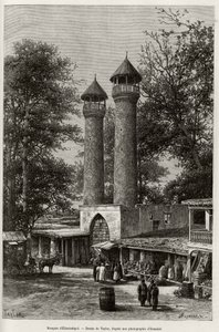 Moskeen Elisabethpol (eller Gandja eller Kirovabad, Aserbajdsjan). Gravering af Taylor, for at illustrere historien "A travers l