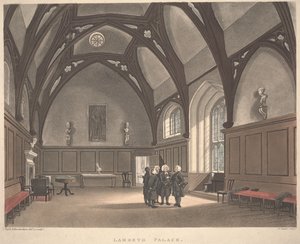 Lambeth Palace, graveret af Joseph Constantine Stadler (fl.1780-1812), udgivet 1808 (farvet akvatint) af T. and Pugin A.C. Rowlandson