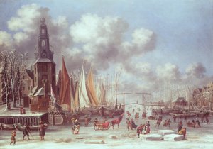En vinterscene i Amsterdam af T. and Storck, A. Heeremans
