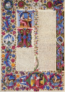 Incipit fra Evangeliet ifølge Johannes, fra bind II af Bible of Borso d