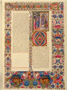 Italien, indledningen til den anden Krønikebog, eller Paralipomenon II-miniature fra den latinske bibel Borso d
