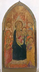 Madonna og barn med hellige (tempera på panel) af Taddeo Gaddi