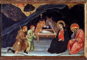 Tilbedelse af hyrderne - tempera på træ af Taddeo di Bartolo