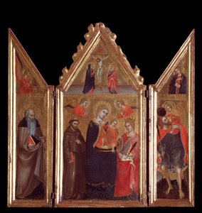 Jomfru med barn og helgener - tempera på træ af Taddeo di Bartolo