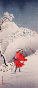 Snefyldt aften på en bjergsti af Takahashi Hiroaki