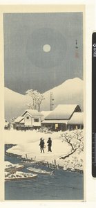 Snelandskab i måneskin Nihonmatsu (titel på objekt) af Takahashi Hiroaki