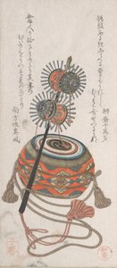 Tromme og Keiro, et slags musikinstrument brugt til Bugaku-dansen, 1800-tallet.