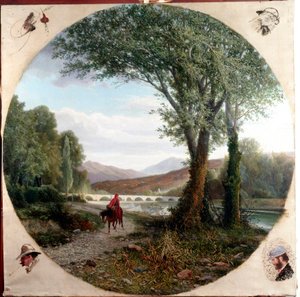 Dante løber en hest langs floden Entella eller passagen Illustration af skærsilden i "" La divina commedia "" (La divine comedy) af Dante Alighieri (1265-1321) Maleri af Tammar Luxoro (1824-1899) Før 1865 Genes, Civica Galleri for moderne kunst af Tammar Luxoro